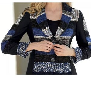 Kaktus Mix Media Patchwork Blazer, Large. Blue.  Cottagecore #countrycore funky!